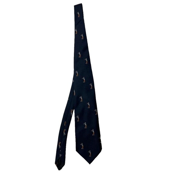 Vintage JC Penny Men's Neck Tie Navy Blue Golf Swing Polyester Dry Clean Only - Picture 4 of 5